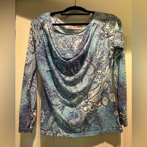 Robert Graham Blue Paisley Long Sleeve Top